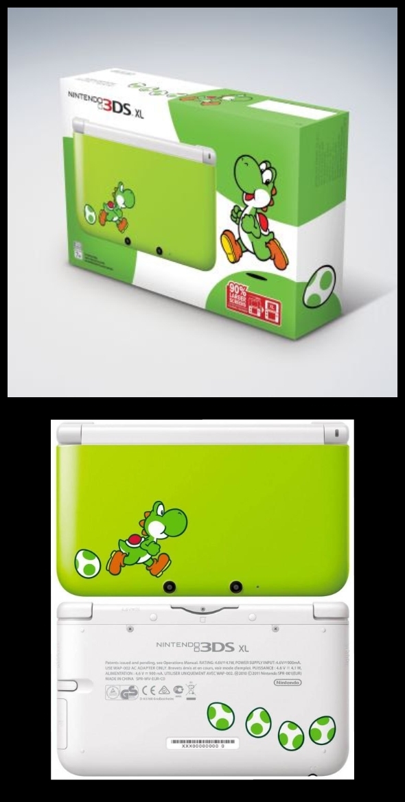 Esta es la caja oficial del 3DS de Yoshi con el diseño del 3DS como tal.